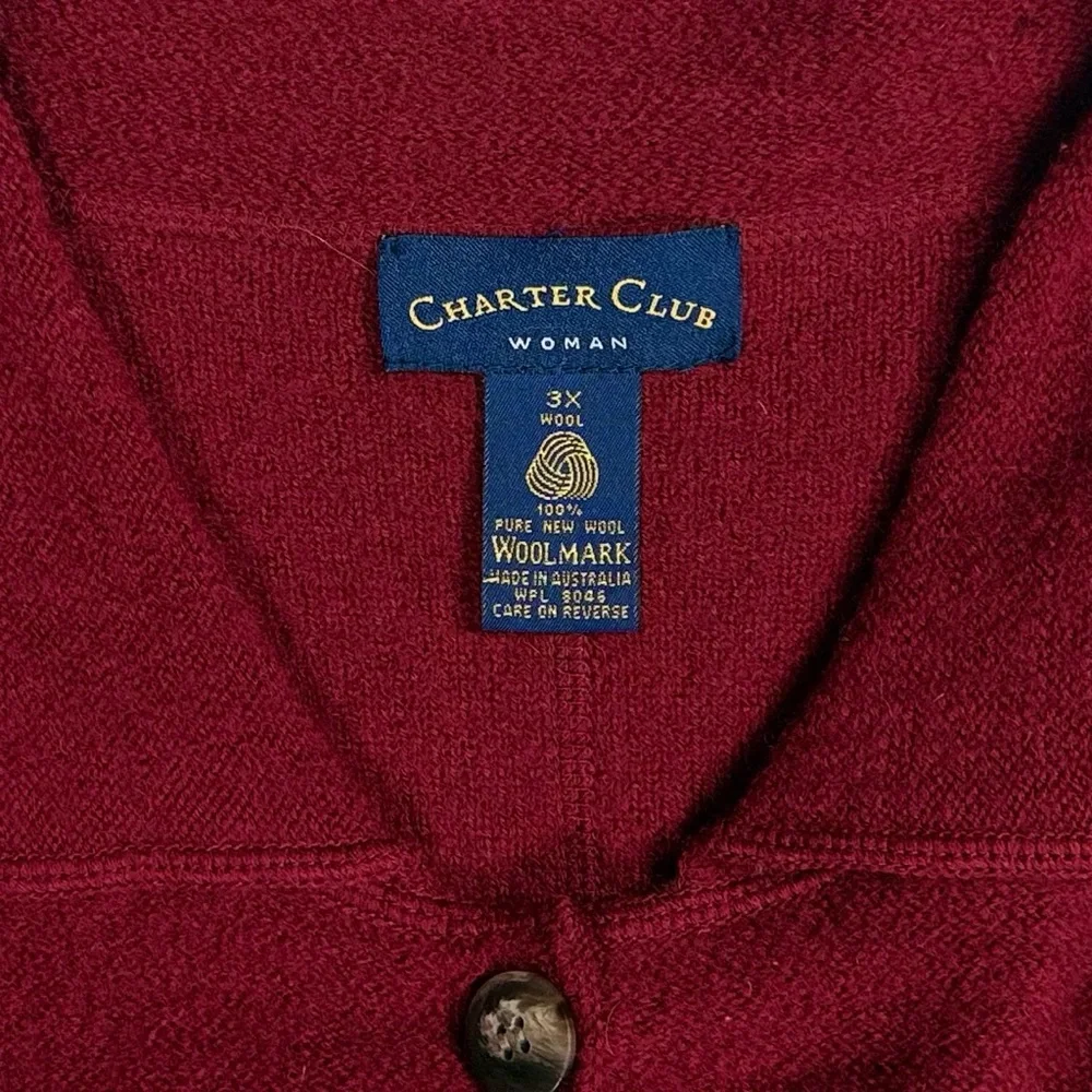 Vintage Charter Club Woman Woolmark distressed knit‎ cardigan sweater women's 3X